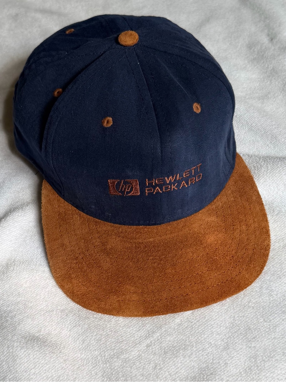 Navy and Brown Suede Brim Hewlett Packard HP Strapback Cap